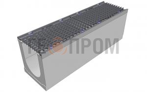 Лоток водоотводный бетонный Super DN200 h=310 с решеткой чугунной ВЧ (комплект) кл. D400