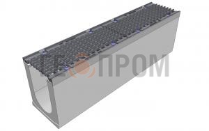Лоток водоотводный бетонный Super DN150 h=275 с решеткой чугунной ВЧ (комплект) кл. Е600